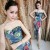 2014 European And American Style Maxi Dress Floral Pattern Strapless Sexy Side Slit Dress Backless Evening Party Dress