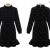 فستان أسود بتصميم منقط جميل ومناسب للحفلات ذات أكمام طويلة 