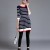Casual Stripe O Neck A Line Blue Knitted Dress