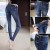 Casual Style Mid Waist Pencil Rinse Jean