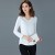 Cheap Solid V Neck Long Sleeve Cotton T Shirt Top