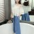 Fresh Simple Straps Ruffle Blouse With Loose Pants