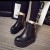 Korean Style Vintage Black Round-toe Zipper Hidden Heel Women Platform