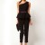 Modern Black Paillette Ruffled Beam Waist Jumpsuit For Women