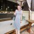 Simple Fashion V-Neck Sleeveless Top With Wrap Skirt Knitting Suit