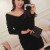 Solid Color Sexy V Neck Long Sleeve Ruched Women Bodycon Knitted Dress