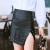 Street Fashion High Waist Slit Rivets PU Skirt