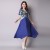 Wholesale Vintage Printing Color Block Long Dress